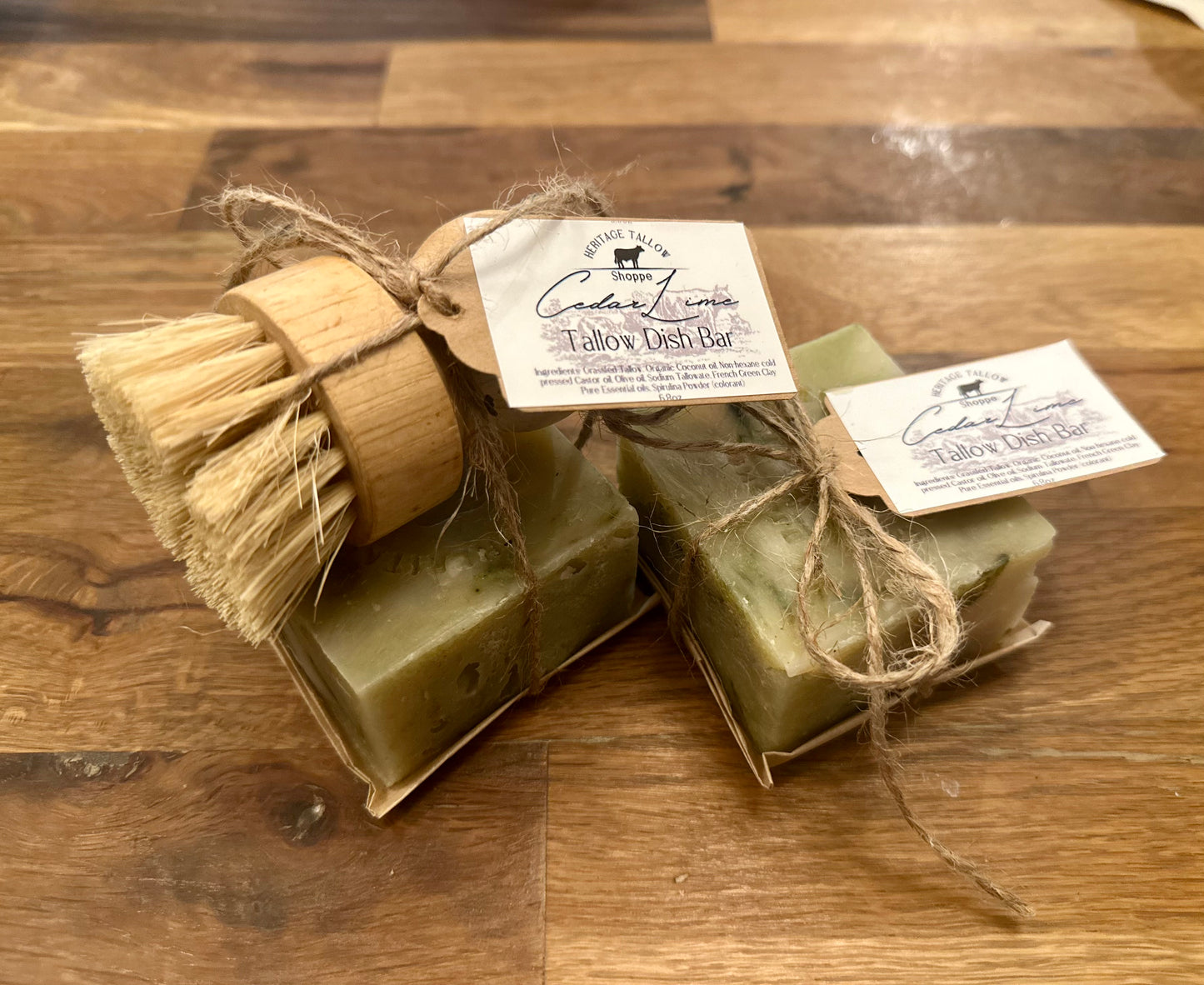Tallow Dish Washing Bar & Brush Set